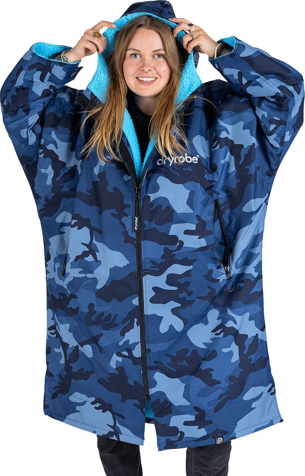 No Fuss Wear Dryrobe Advance Long Sleeve Changing Robe - Blue Camo
