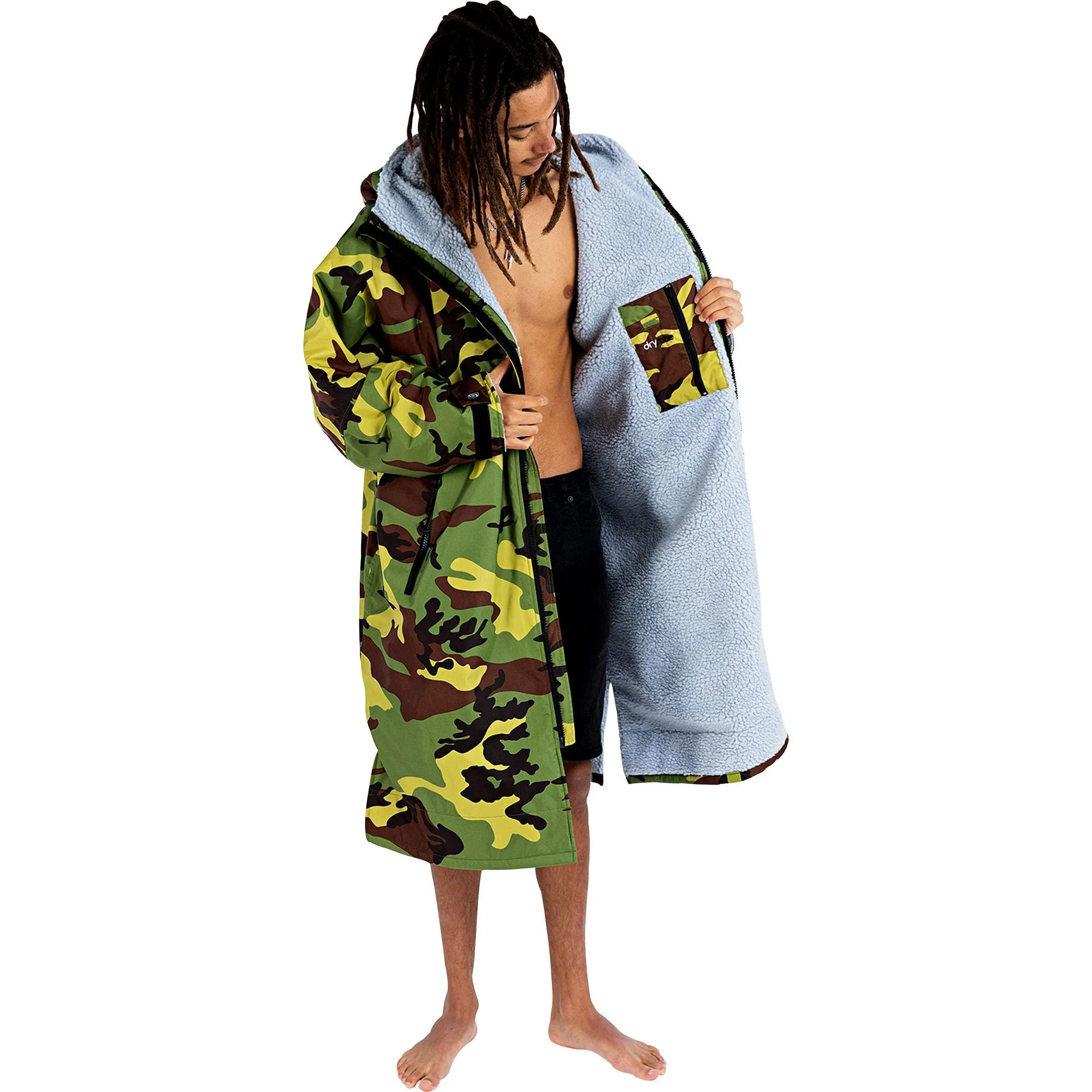 Oversized Silhouette Stay Still Dryrobe Advance Long Sleeve Changing Robe - Camo