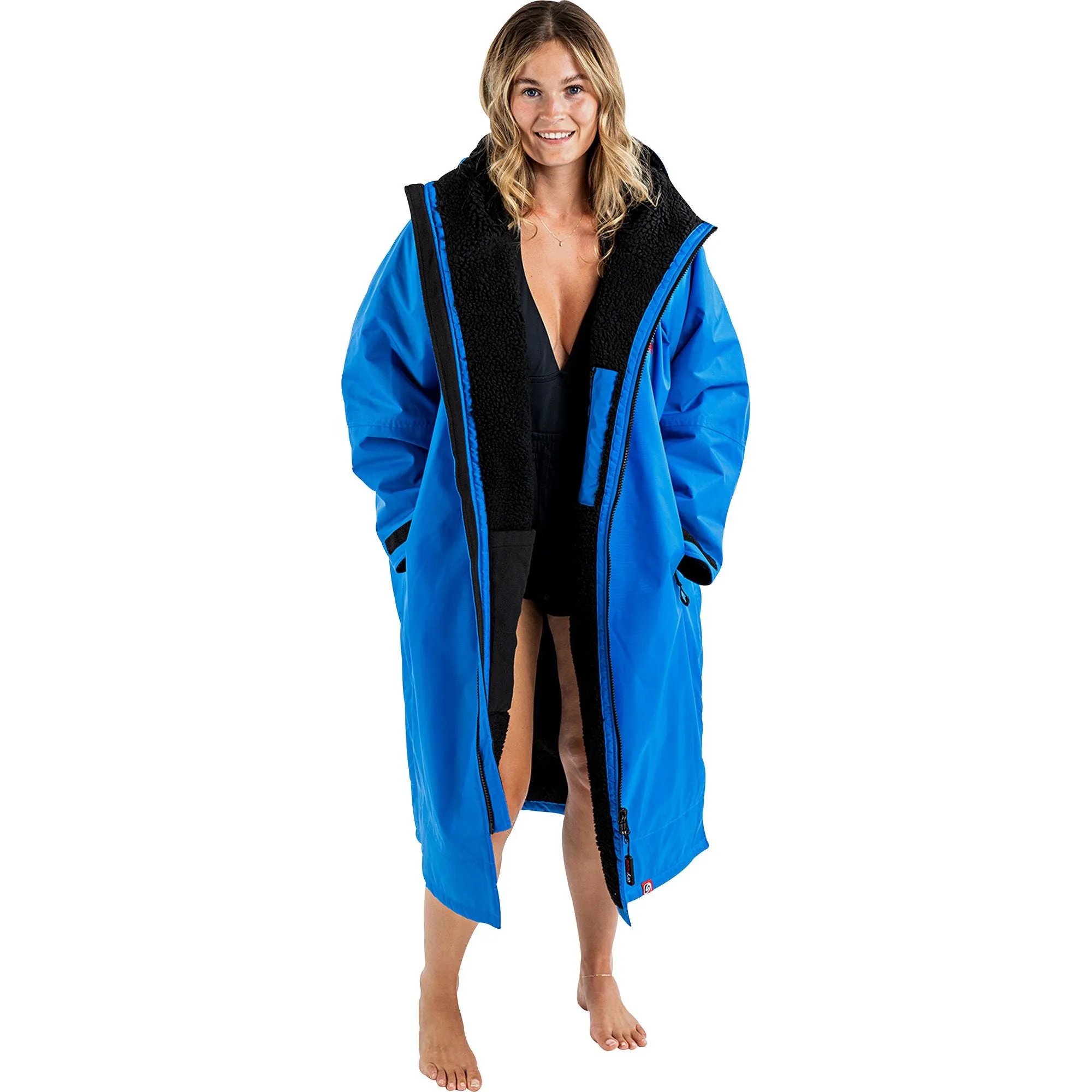 Comfort Mood Waffle Knit Texture Dryrobe Advance Long Sleeve Changing Robe - Cobalt