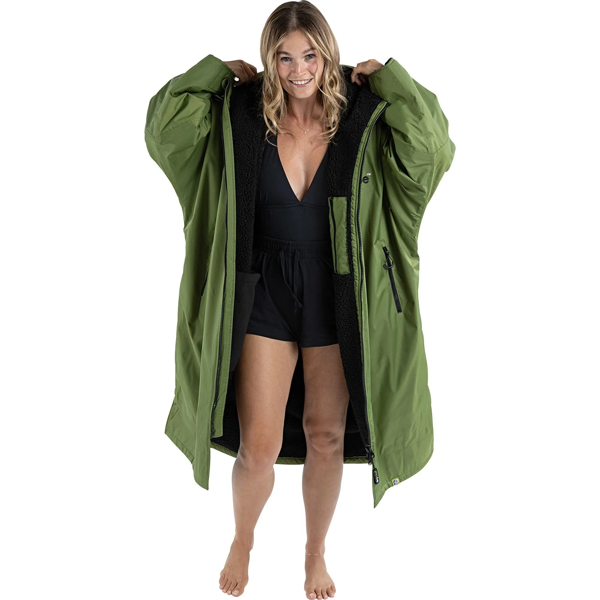 Dryrobe Advance Long Sleeve Changing Robe - Green Tagless Labeling WrinkleResistant Fabric