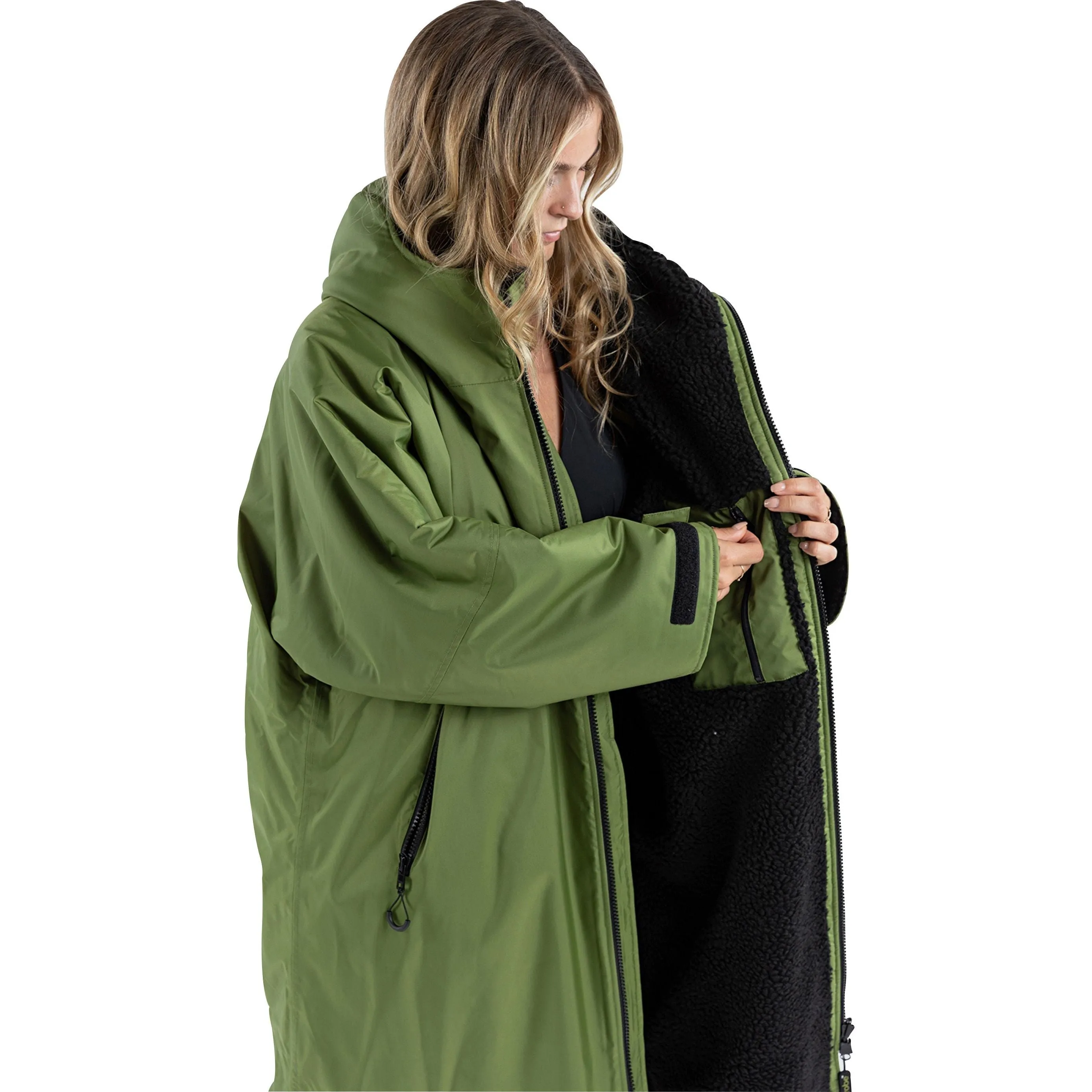 Dryrobe Advance Long Sleeve Changing Robe - Green Non Restrictive Waistband
