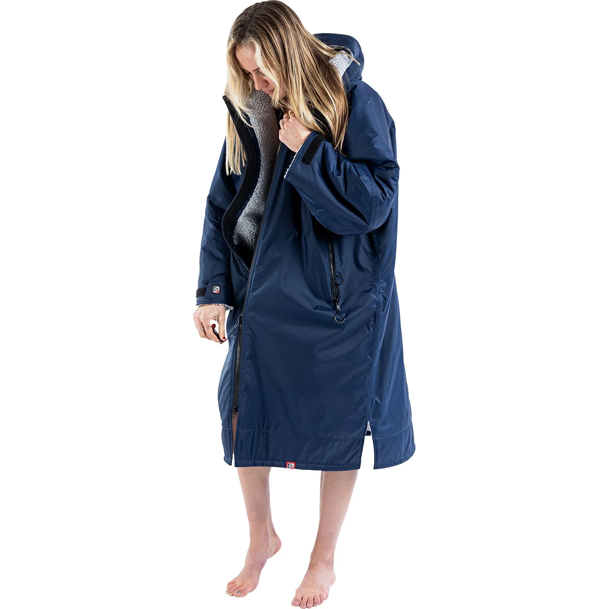 Brushed Inner Layer Dryrobe Advance Long Sleeve Changing Robe - Navy