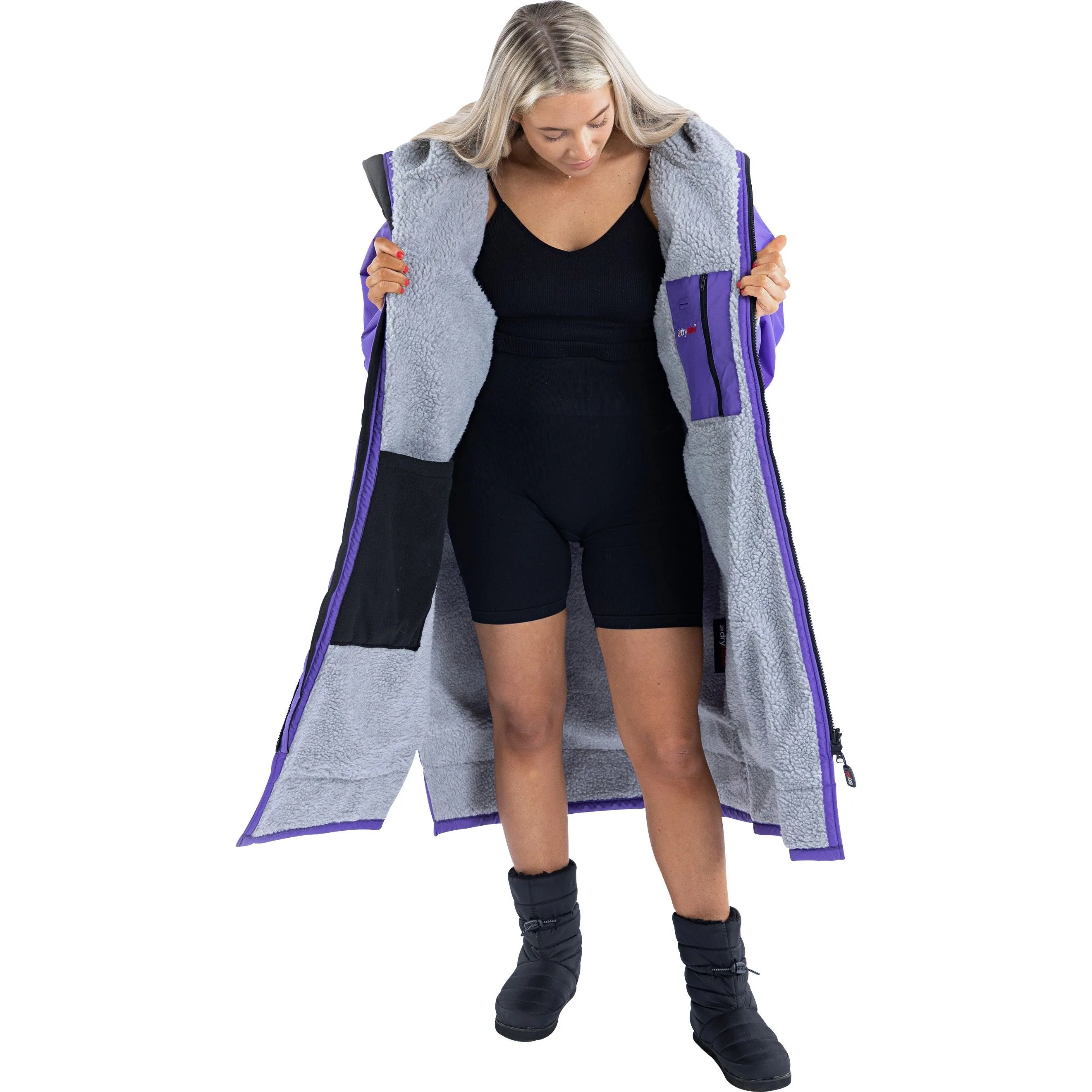 Dryrobe Advance Long Sleeve Changing Robe - Purple OdorResistant Treatment Stretchable Cuffs