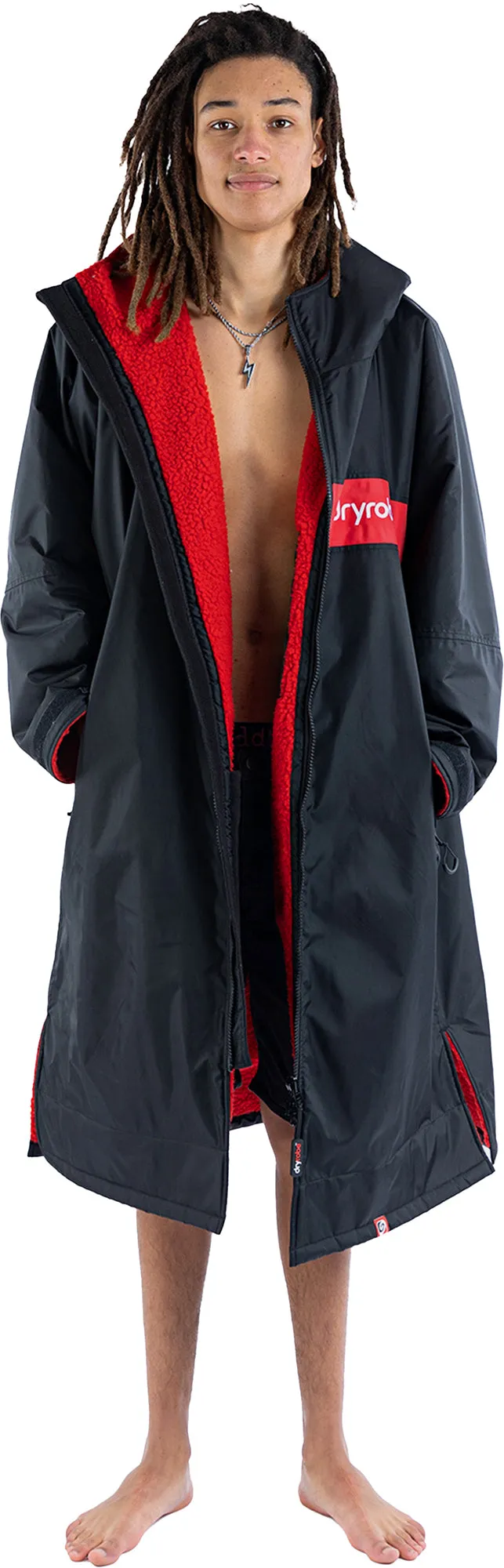 Muted Tones Stretch Material Dryrobe Advance Remix Long Sleeve Changing Robe - Black