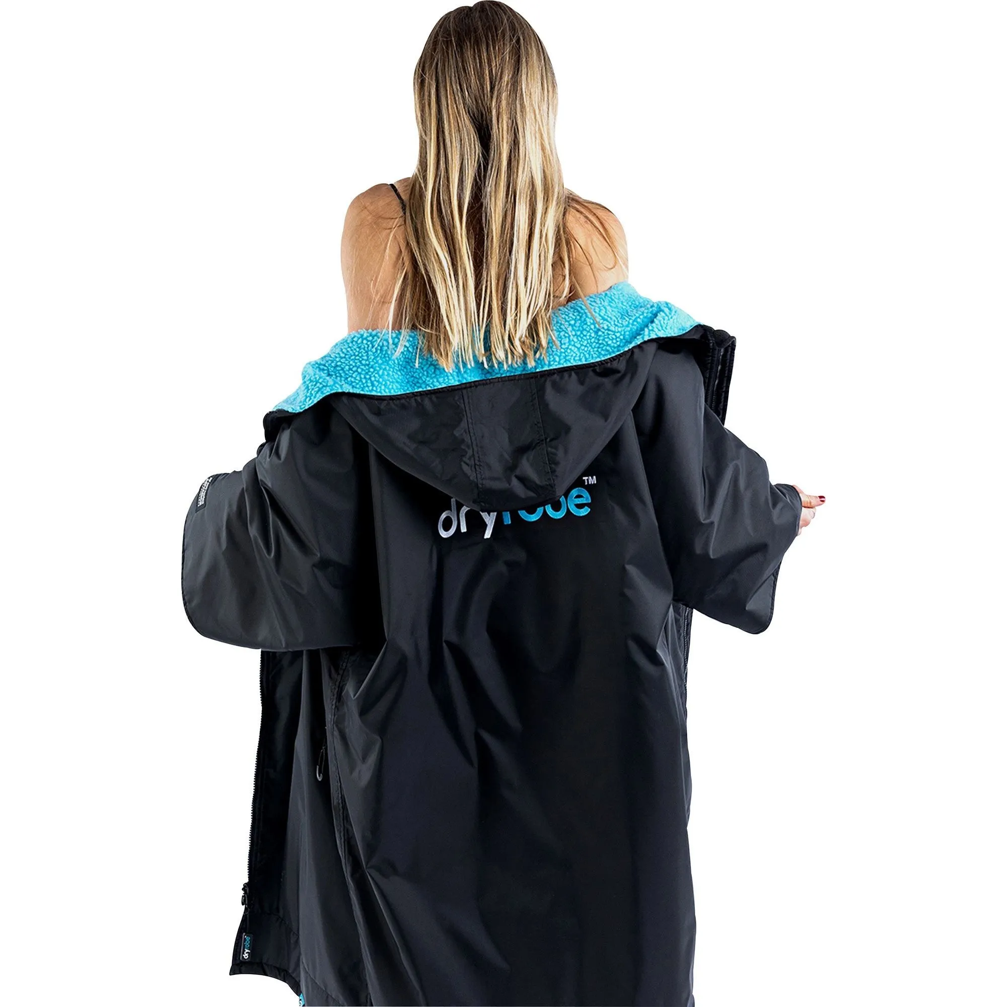 Dryrobe Advance Short Sleeve Changing Robe - Blue Reinforced Seam Durability Open Cut