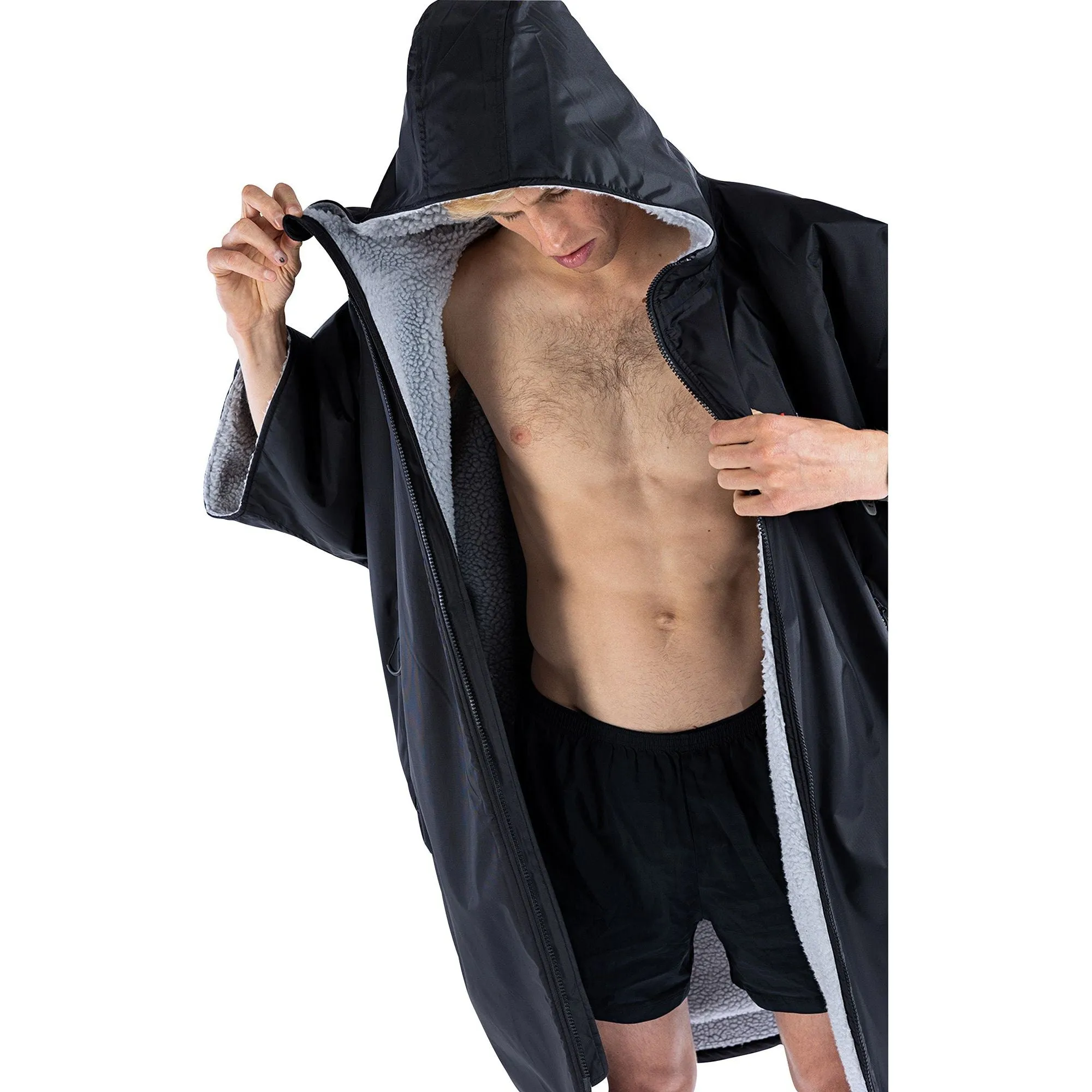 Dryrobe Advance Short Sleeve Changing Robe - Grey Go Slow Drop Shoulder Construction