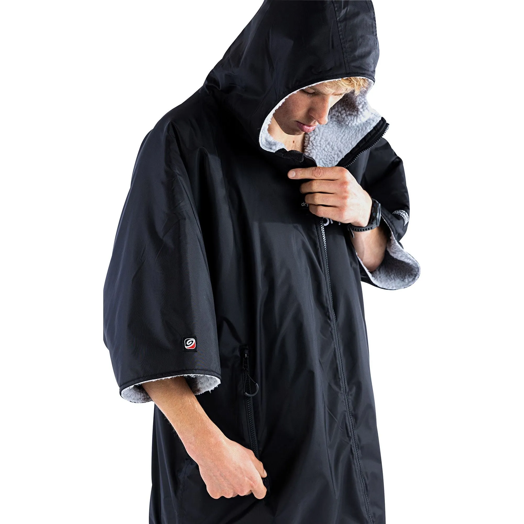 Soft Relax Minimalist Stitching Dryrobe Advance Short Sleeve Changing Robe - Grey