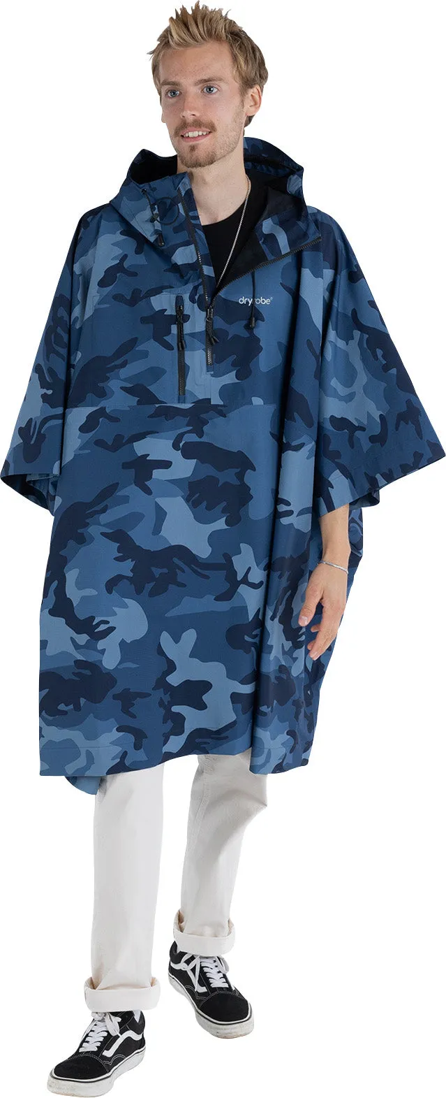 Stretchable Cuffs Flexible Mood Dryrobe Waterproof Poncho - Blue