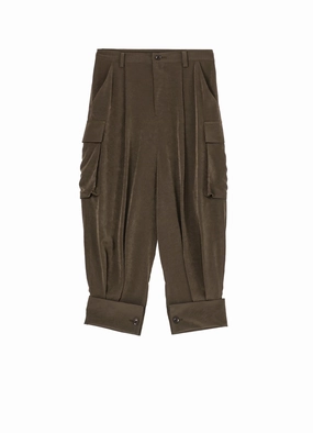 CREPE de CHINE CUFFED HEM CARGO PANTS Pocket Reinforcement