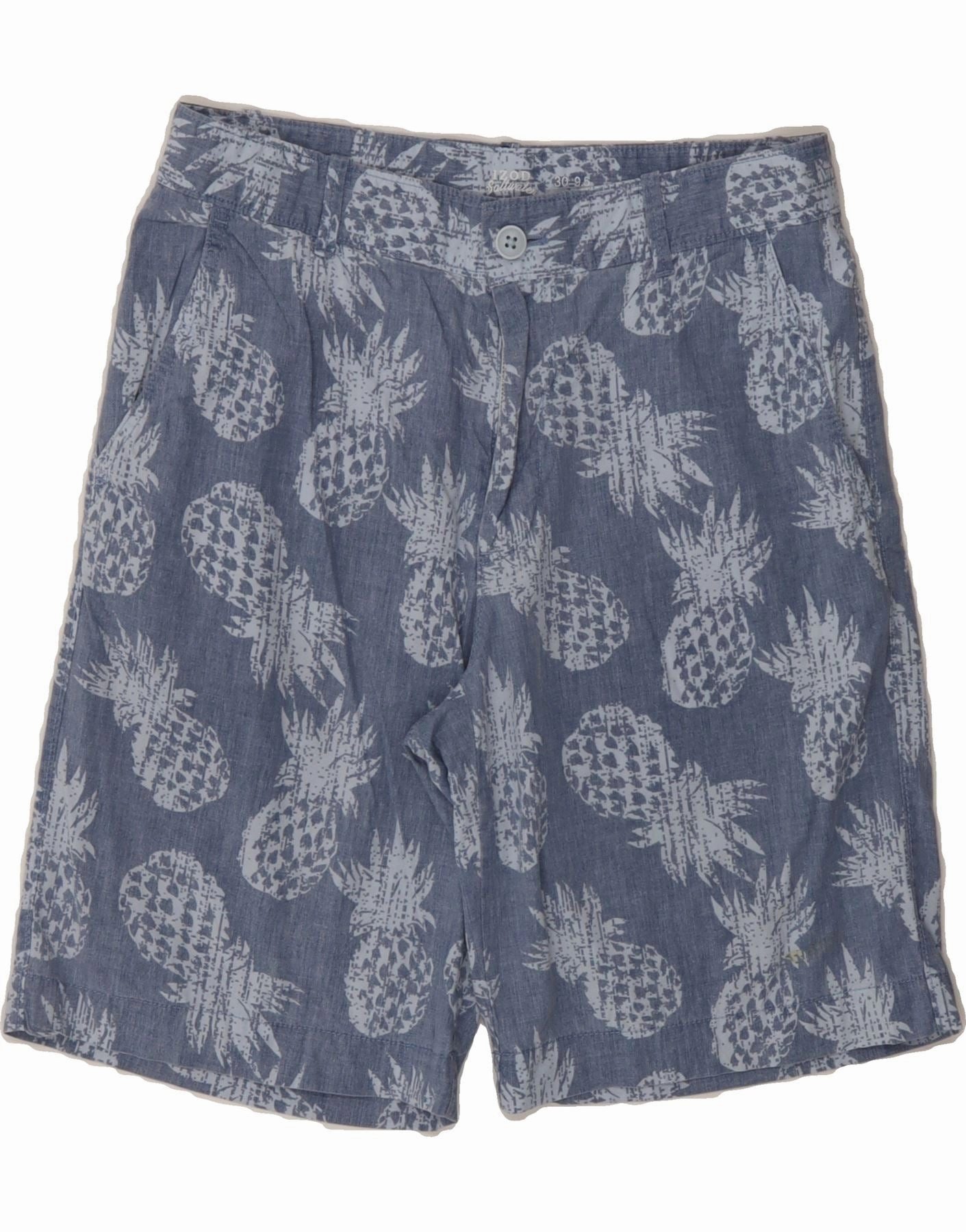 high waisted Relaxed Cut IZOD Mens Salt Water Abstract Pattern Chino Shorts W30 Medium Blue Cotton