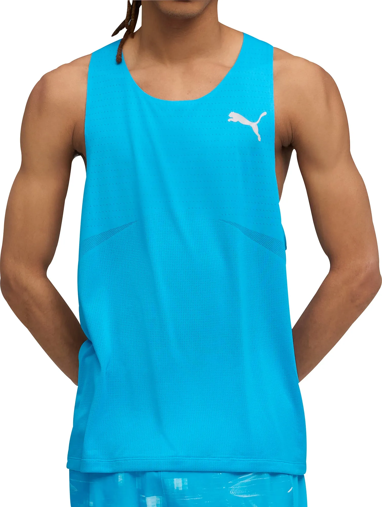 Puma Raceday Ultraspun Mens Running Vest - Blue Relaxed and Comfy coordinate with other items