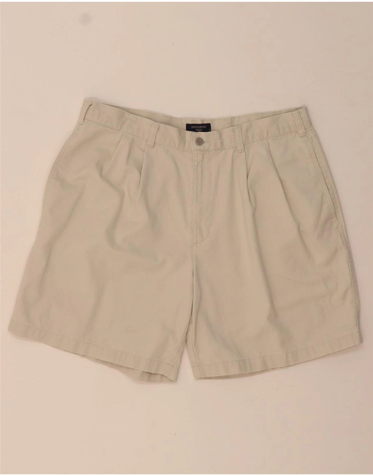 kids wear DOCKERS Mens Pegged Chino Shorts W36 Large  Grey Cotton