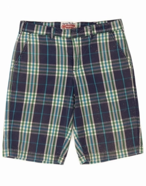 Four Way Stretch Fabric checked shorts FRANKLIN & MARSHALL Mens Chino Shorts W29 Medium Blue Check Cotton