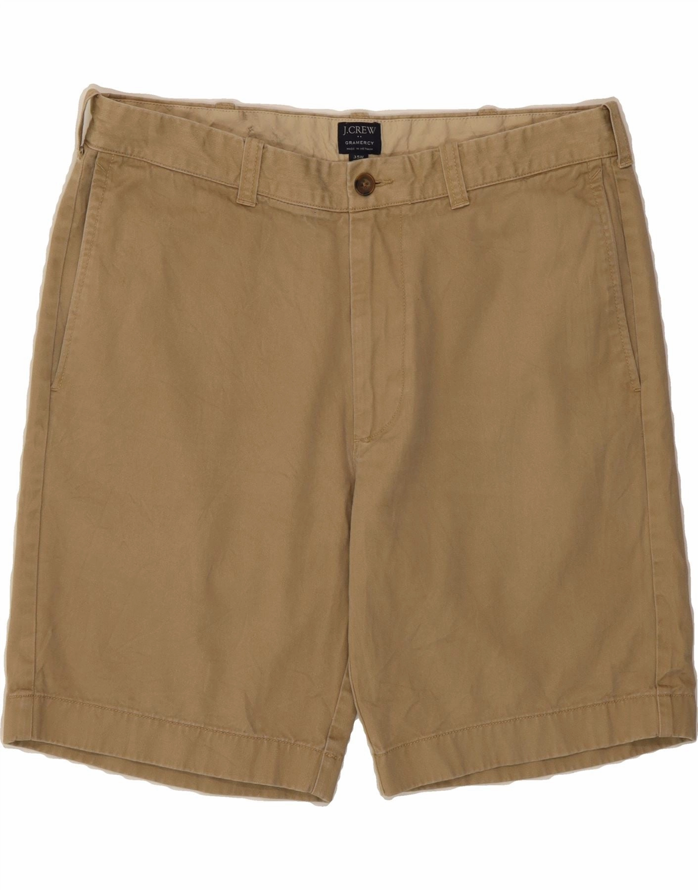 J. CREW Mens Gramercy Chino Shorts W35 Large  Beige Cotton Breezy Design Comfort Fit