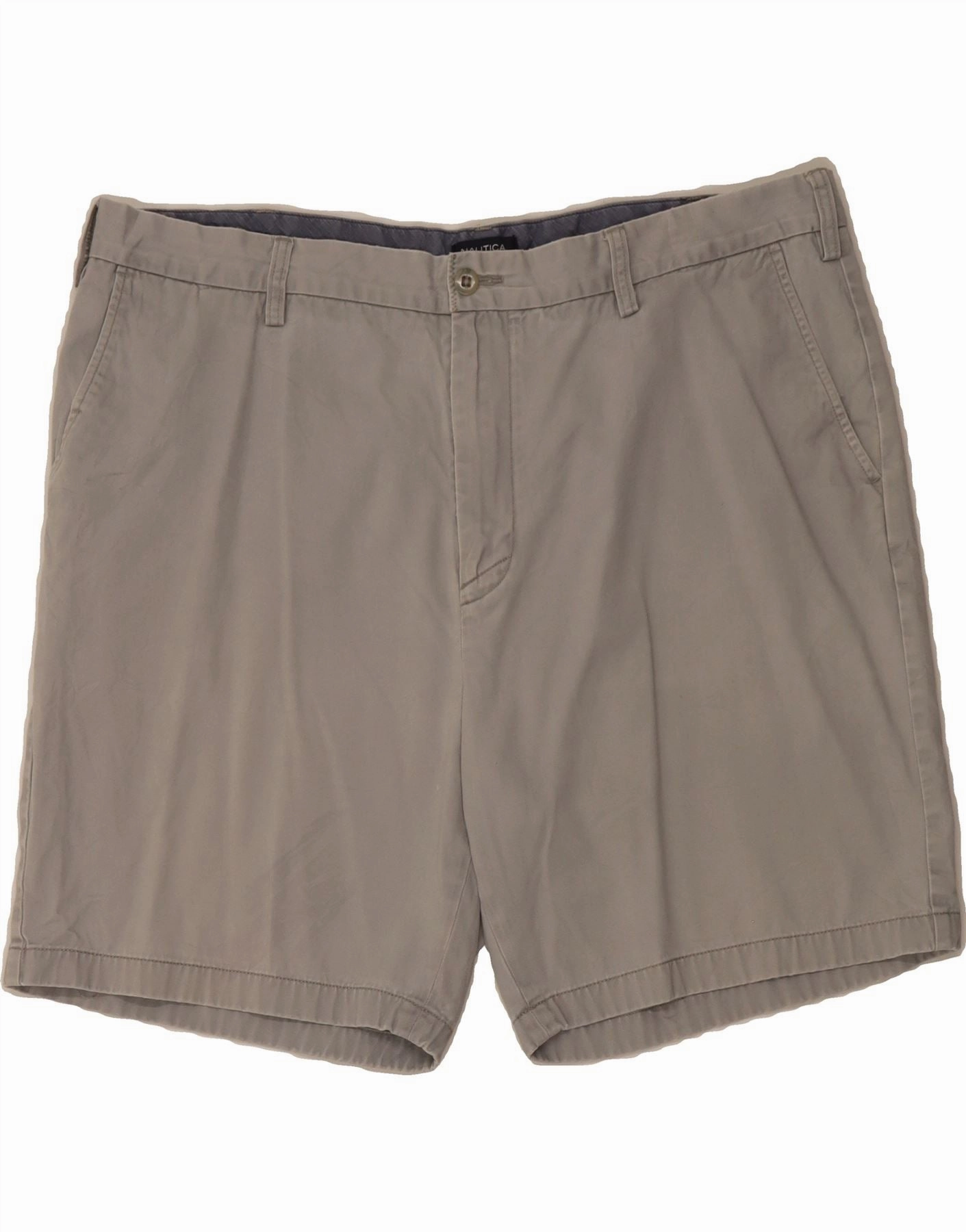 NAUTICA Mens Chino Shorts W42 2XL Grey Cotton Performance Ready Athletic Shorts