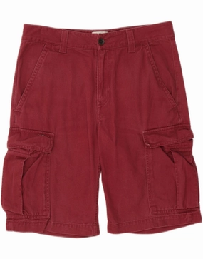 TIMBERLAND Mens Cargo Shorts W32 Medium Burgundy Cotton Slim Layer