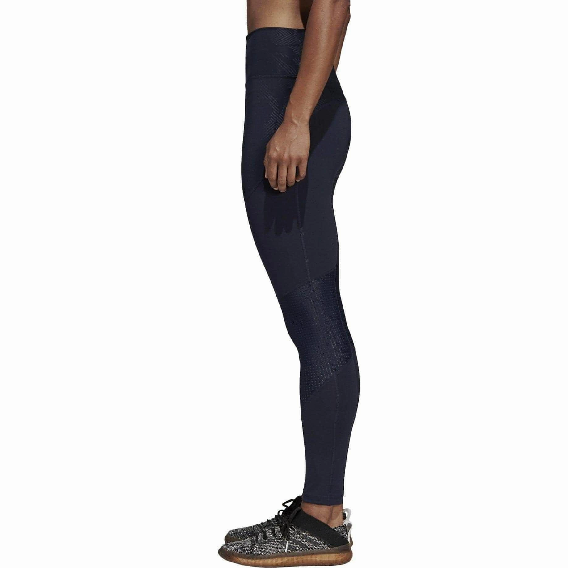 adidas Believe This High Rise Womens Long Training Tights - Blue No Roll Waist Effortless Wear