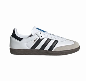 Asymmetric Lacing Designs ActiveLifestyle Adidas Kid's Samba OG Shoes - Cloud White / Core Black / Gum