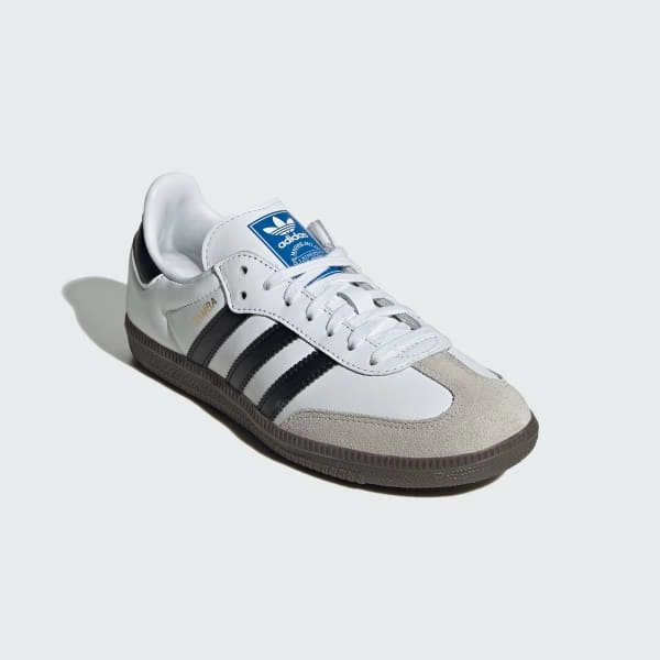 Adidas Kid's Samba OG Shoes - Cloud White / Core Black / Gum Secure lacing system Walk Light