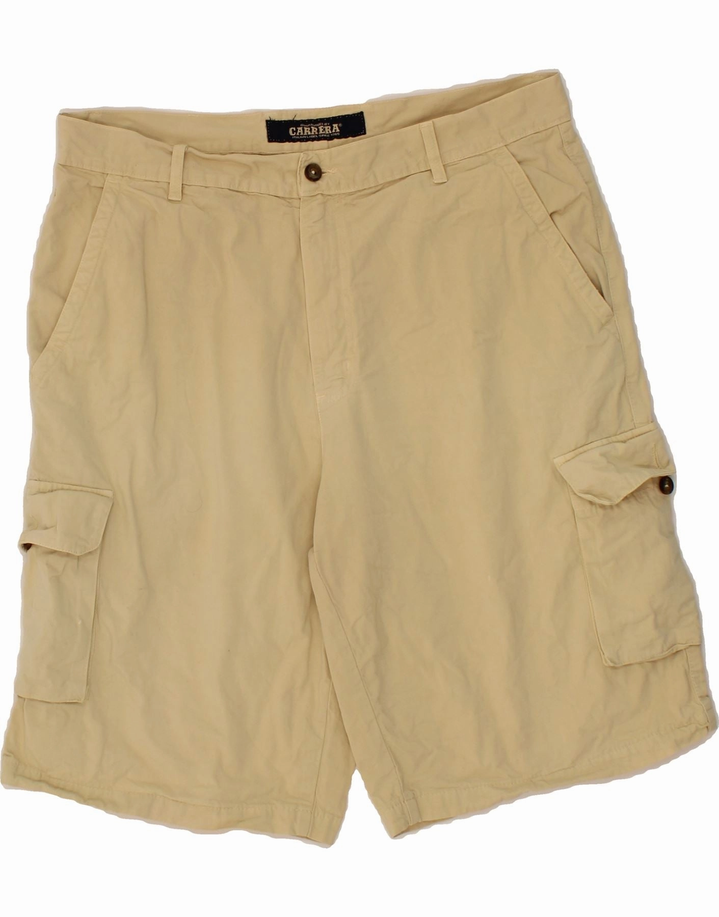Moisture Wicking Finish Gusseted Crotch CARRERA Mens Cargo Shorts W36 Large Beige Cotton