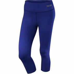 TCA Pro Performance Supreme Womens 3/4 Capri Running Tights - Blue Ultra Light Casual Day For Men Hiking Trail