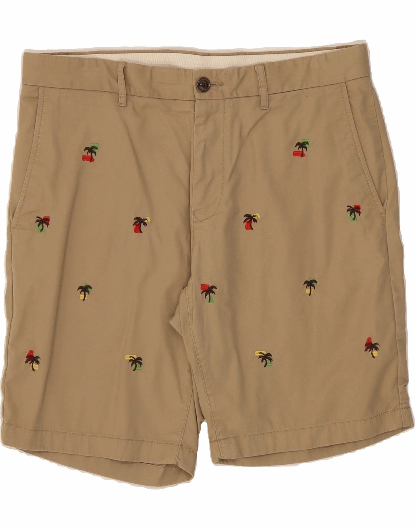 Chafe Resistant Lining TOMMY HILFIGER Mens Graphic Chino Shorts W34 Large Beige Cotton