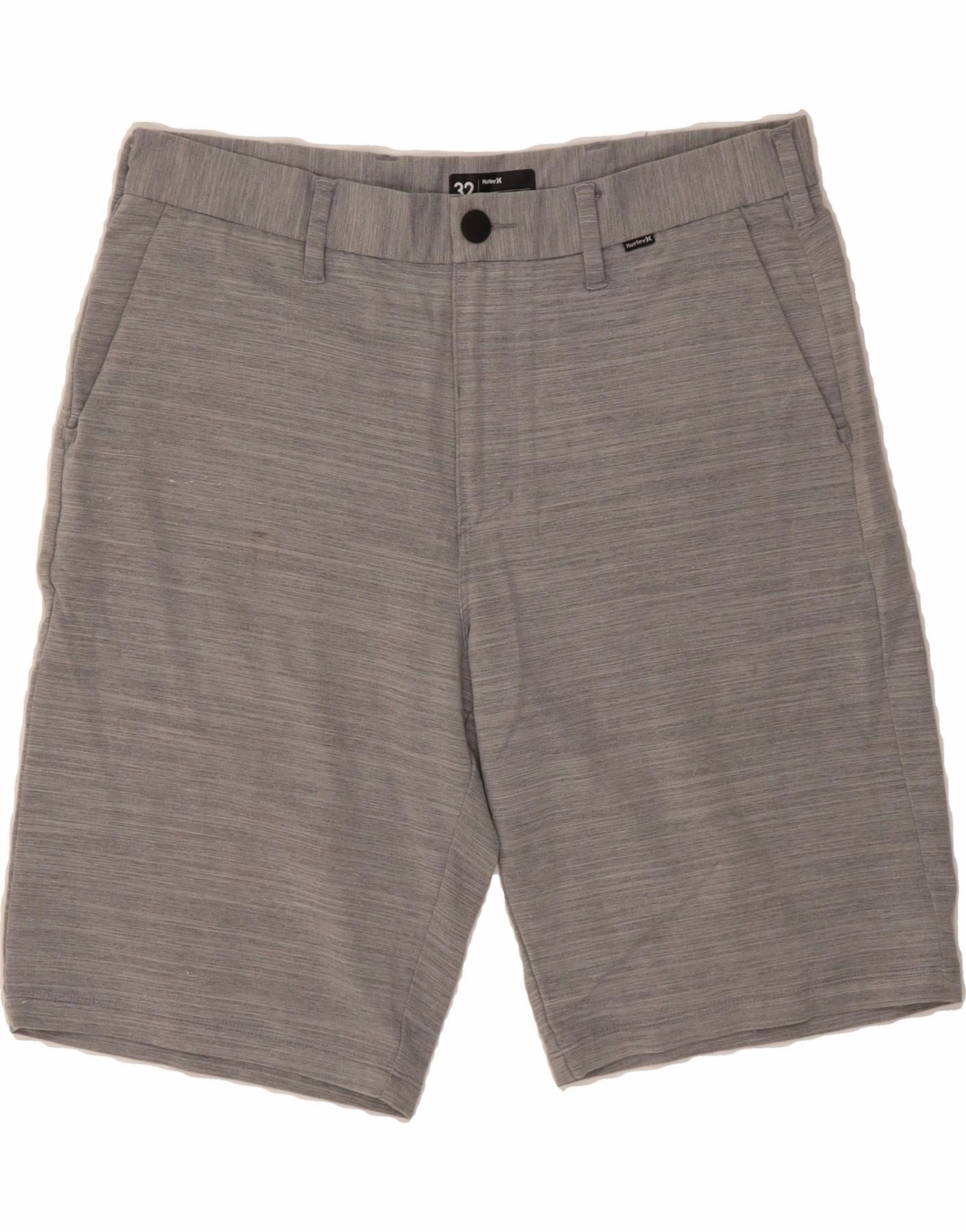 HURLEY Mens Chino Shorts W32 Medium Grey Pinstripe Polyester No Ride Up Bonded Seam Technology