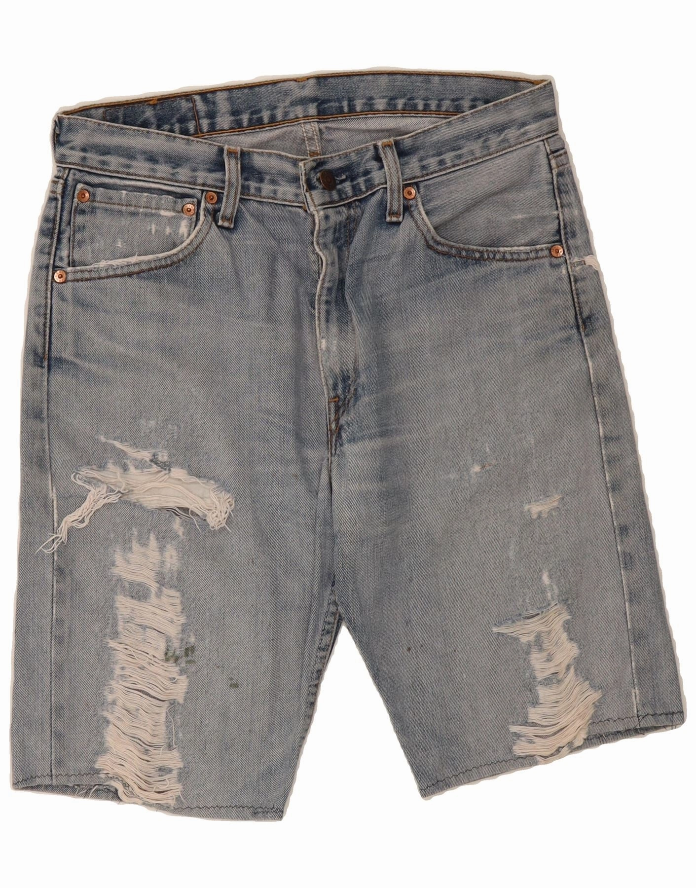 LEVI'S Mens Distressed Denim Shorts W32 Medium Blue Cotton Everyday Layer Gentle On Skin