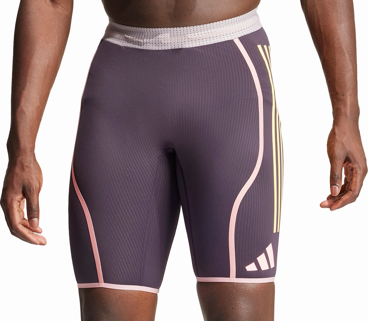 Body Fit Workout Ready Design adidas Adizero Promo Mens Short Running Tights - Purple