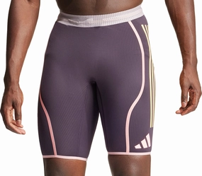 Body Fit Workout Ready Design adidas Adizero Promo Mens Short Running Tights - Purple