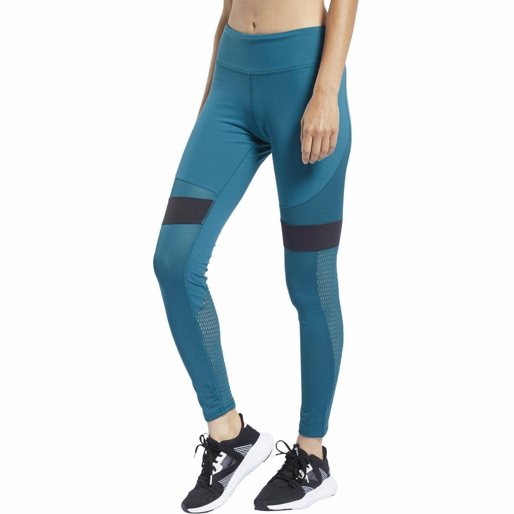 Reebok LUX 2.0 Mid Rise Womens Long Training Tights - Blue Active Fit