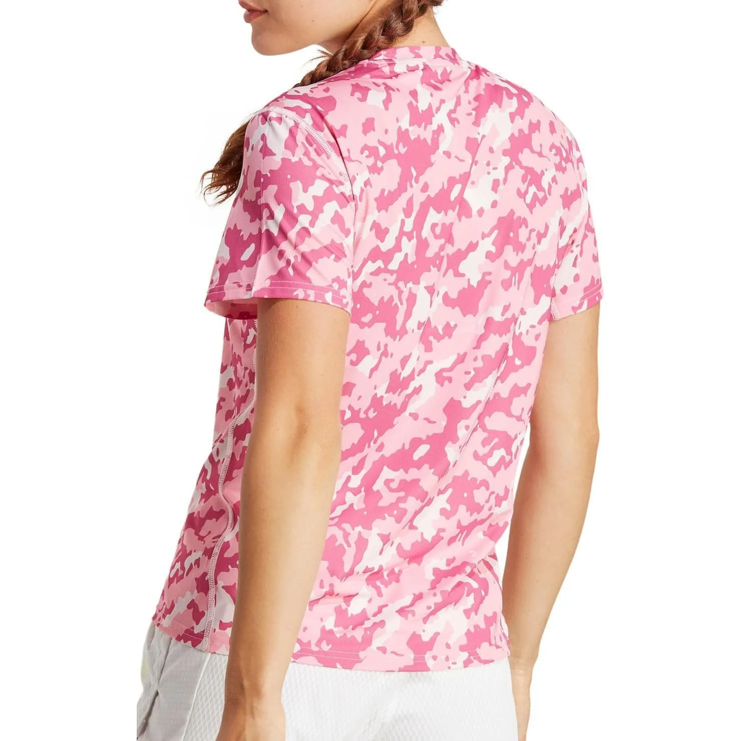 Urban Casual Retro adidas Own The Run Camo Short Sleeve Womens Running Top - Pink