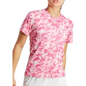 adidas Own The Run Camo Short Sleeve Womens Running Top - Pink Trendy Piece
