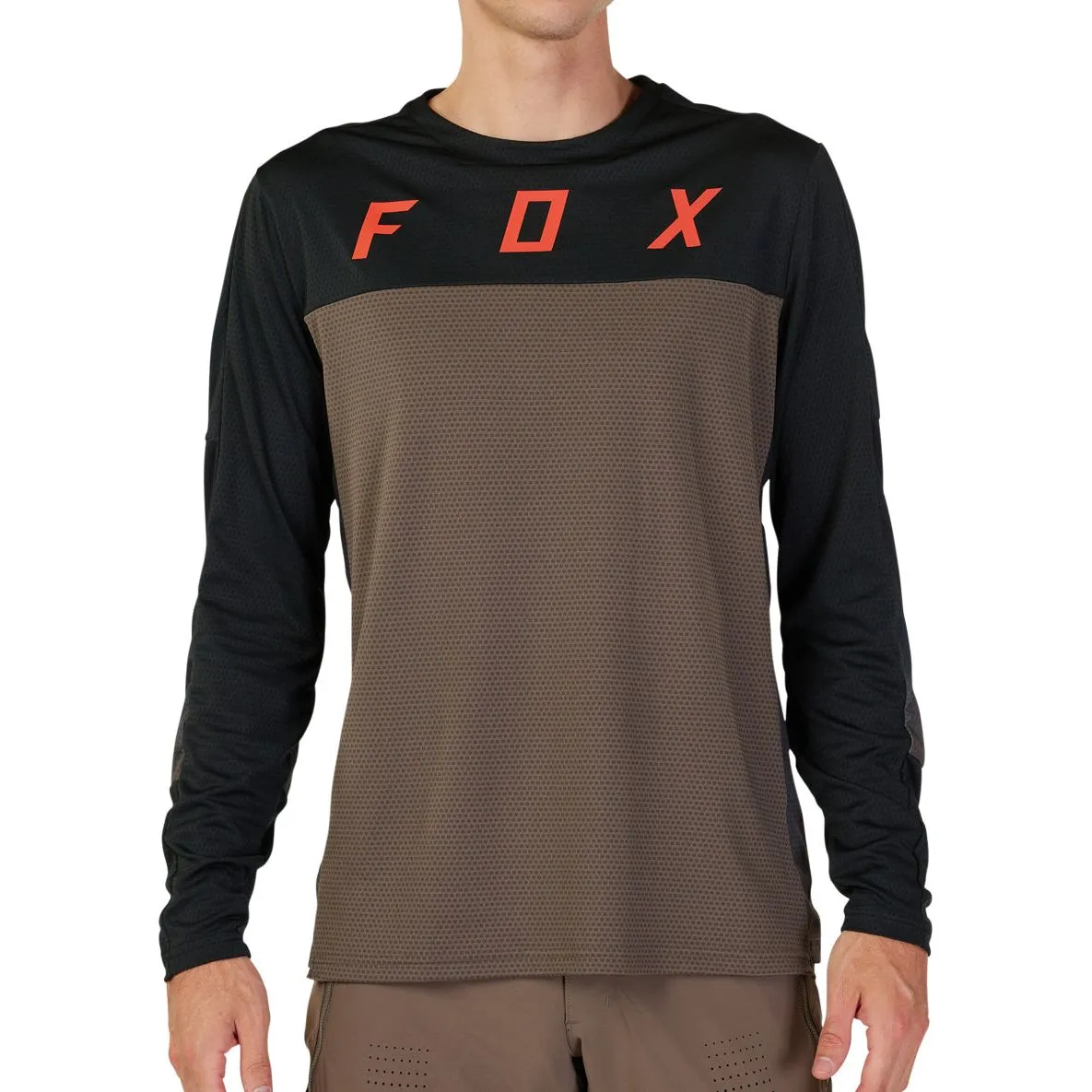 Fox Defend Cekt Long Sleeve Mens Cycling Jersey - Brown Comfy Touch Outdoor Essentials