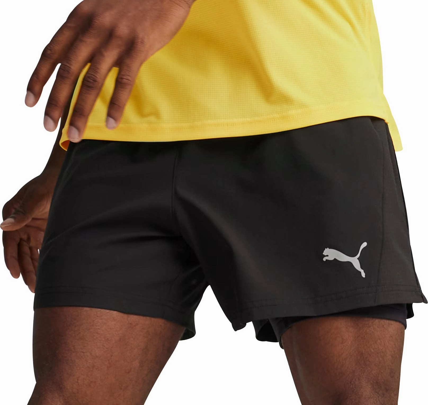 Non Restrictive Fit Vintage Look Puma Velocity Ultraweave 2 In 1 Mens Running Shorts - Black