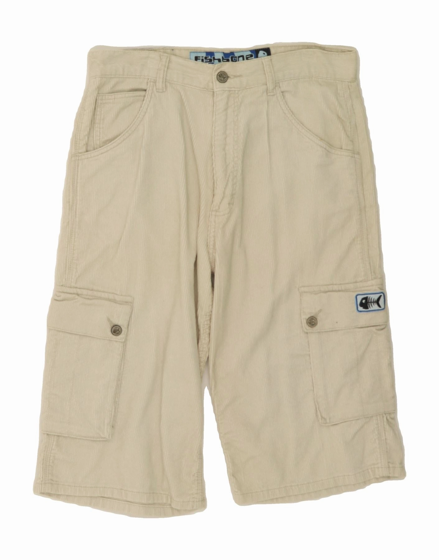 FISHBONE Mens Cargo Corduroy Shorts Small W28  Beige Cotton No Wrinkle