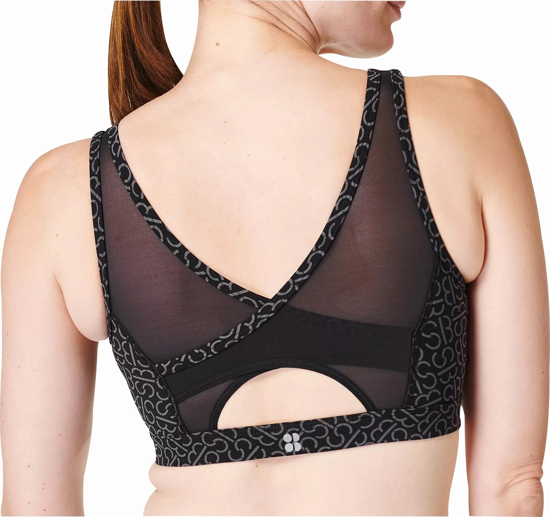 Embellished seams Striped Sweaty Betty Power Icon Womens Sports Bra - Grey