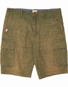 Flexible Hemline Stretch Fit QUIKSILVER Mens Cargo Shorts W36 Large Green Floral Cotton