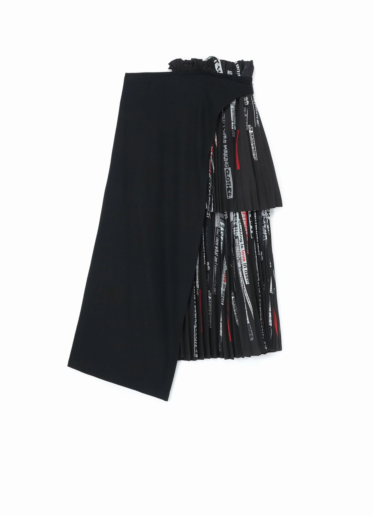 Low Profile Fasteners Utility Fit KHADI COTTON   QUOTES PRINT ASYMMETRIC PLEATED SKIRT
