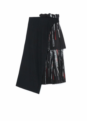 Low Profile Fasteners Utility Fit KHADI COTTON   QUOTES PRINT ASYMMETRIC PLEATED SKIRT