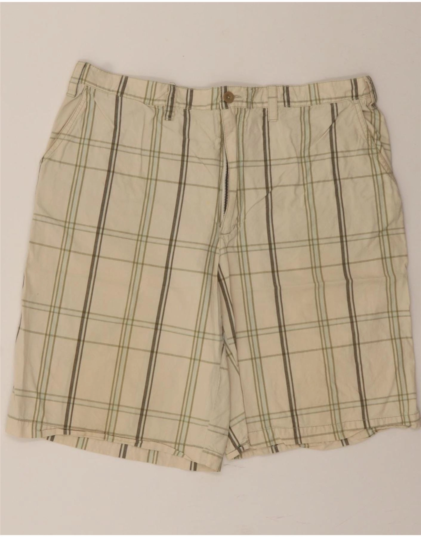 MOSSIMO Mens Chino Shorts W40 XL Beige Check Cotton Slim Waist men's option