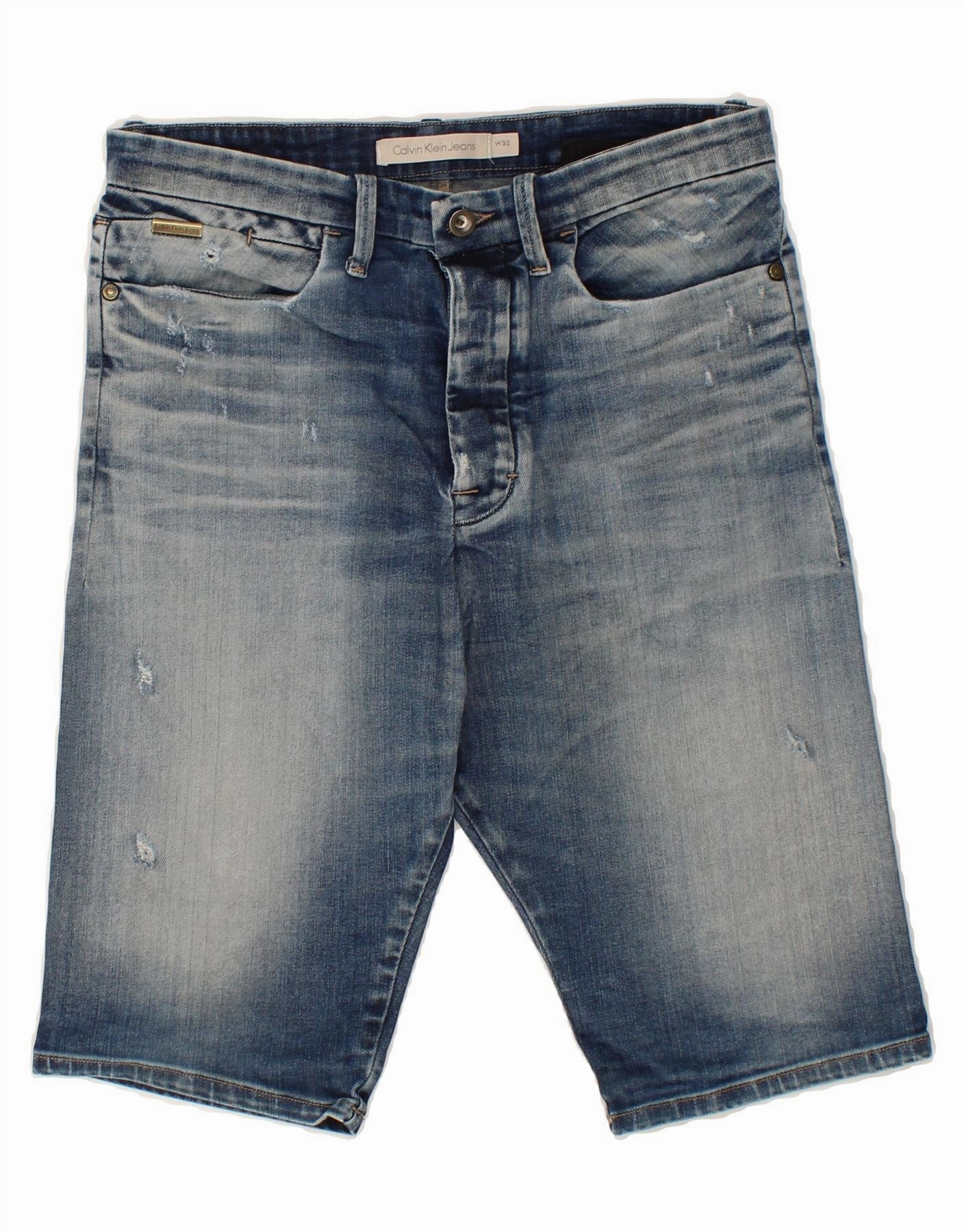 CALVIN KLEIN Mens Denim Bermuda Shorts W30 Medium Blue Cotton yoga clothes Warm Vibe