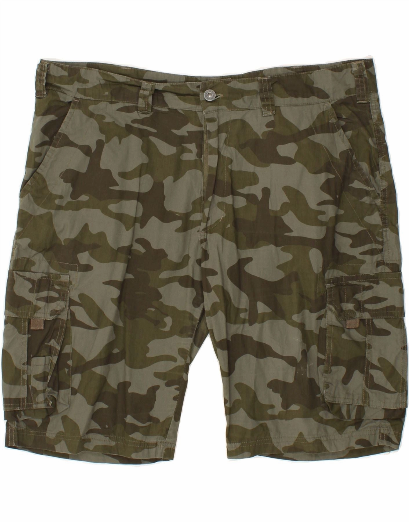 ASTROLABIO Mens Cargo Shorts IT 54 2XL W38 Khaki Camouflage Cotton Wrinkle Free Weave