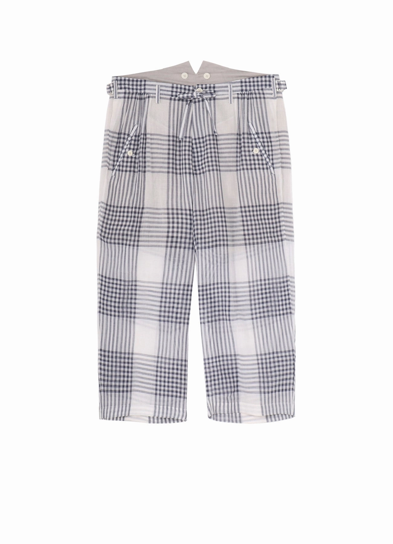 ??PIECE UNIQUE/AOYAMA??HAND-WOVEN CARDIGAN PLAID SUSPENDERS PANTS Functional Waist