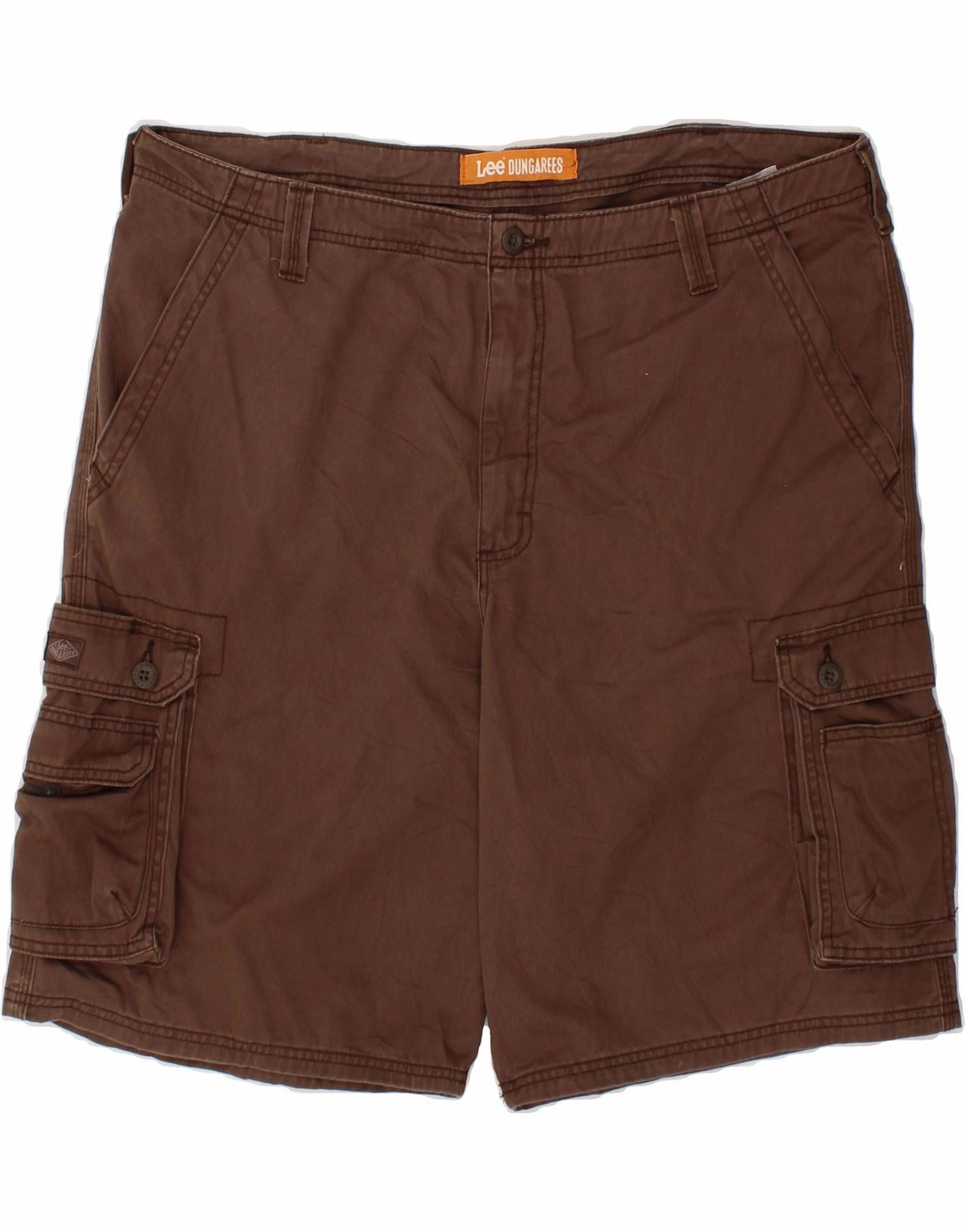 LEE Mens Cargo Shorts W40 XL Brown Cotton Flexible Stretch Waist Multi Pocket Design