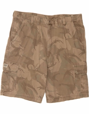WRANGLER Mens Cargo Shorts W44 2XL  Beige Camouflage Cotton Freedom Fit