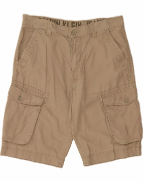 CALVIN KLEIN Mens Cargo Shorts W32 Medium Beige Cotton Quick Change Friendly