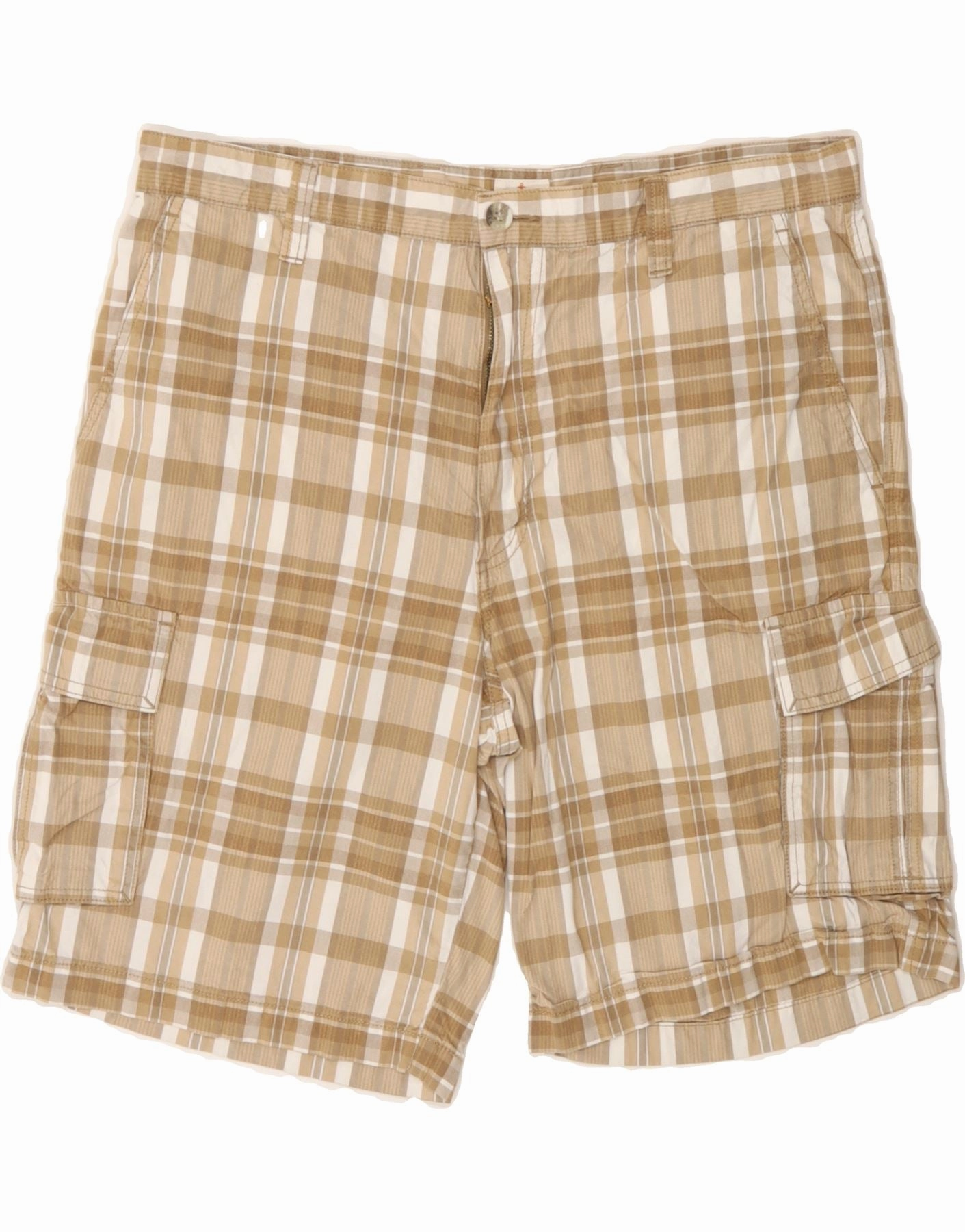 Reflective Safety Detailing handmade touch DOCKERS Mens Cargo Shorts W36 Large  Beige Check Cotton