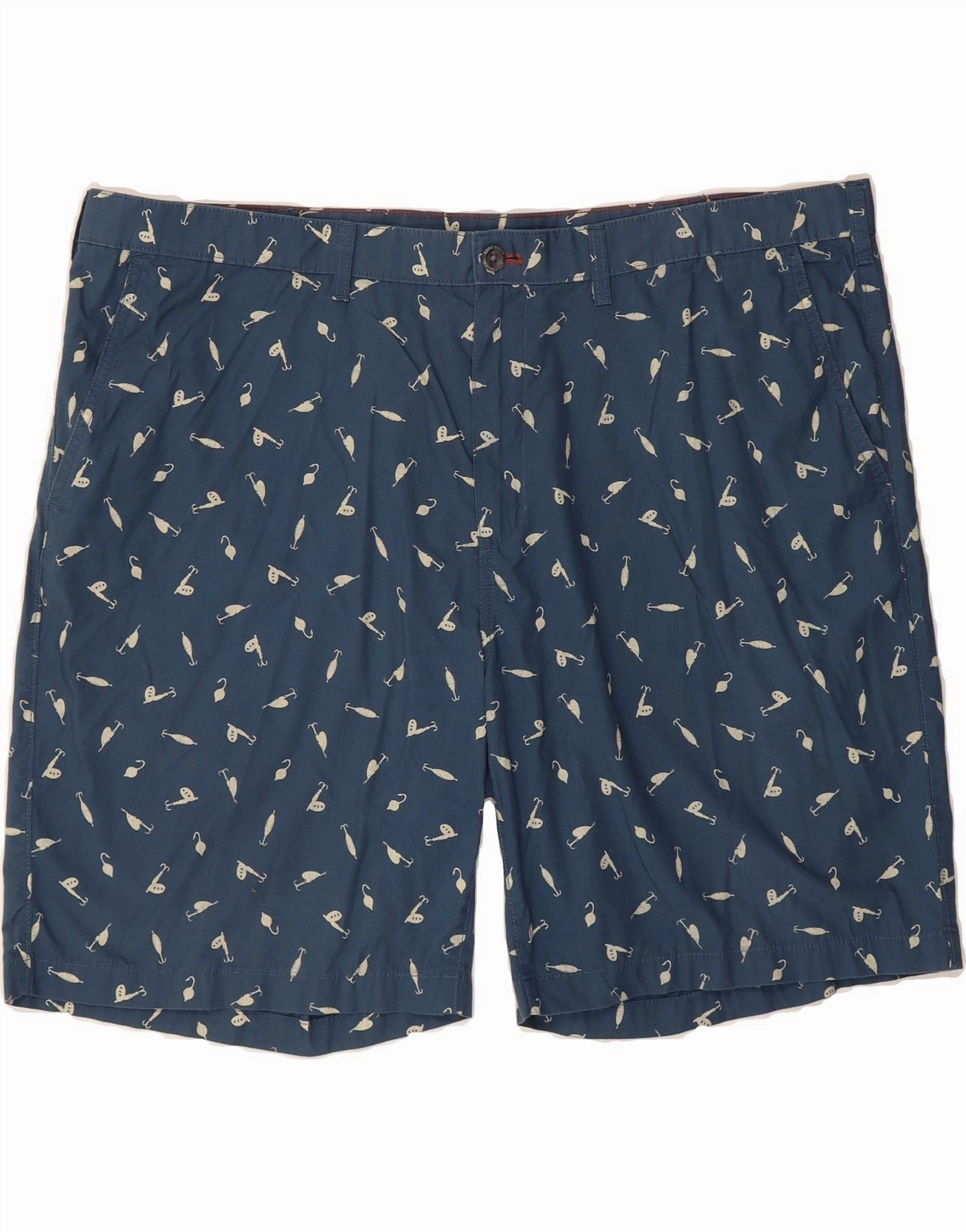 EDDIE BAUER Mens Abstract Pattern Chino Shorts W44 2XL Navy Blue Cotton Durable Waistband