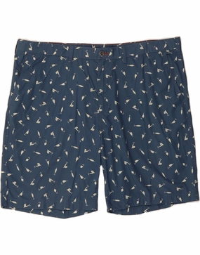 EDDIE BAUER Mens Abstract Pattern Chino Shorts W44 2XL Navy Blue Cotton Durable Waistband